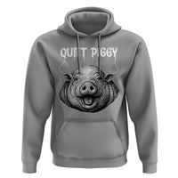 Quiet Piggy Metal Style Hoodie Dark Humor Pig Political Satire Humor Rock Aesthetic - Wonder Print Shop
