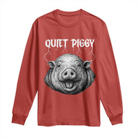 Quiet Piggy Metal Style Long Sleeve Shirt Dark Humor Pig Political Satire Humor Rock Aesthetic - Wonder Print Shop