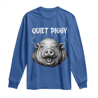 Quiet Piggy Metal Style Long Sleeve Shirt Dark Humor Pig Political Satire Humor Rock Aesthetic - Wonder Print Shop