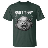 Quiet Piggy Metal Style T Shirt Dark Humor Pig Political Satire Humor Rock Aesthetic - Wonder Print Shop