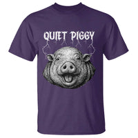 Quiet Piggy Metal Style T Shirt Dark Humor Pig Political Satire Humor Rock Aesthetic - Wonder Print Shop