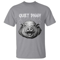 Quiet Piggy Metal Style T Shirt Dark Humor Pig Political Satire Humor Rock Aesthetic - Wonder Print Shop