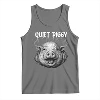 Quiet Piggy Metal Style Tank Top Dark Humor Pig Political Satire Humor Rock Aesthetic - Wonder Print Shop