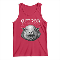 Quiet Piggy Metal Style Tank Top Dark Humor Pig Political Satire Humor Rock Aesthetic - Wonder Print Shop