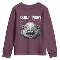 Quiet Piggy Metal Style Youth Sweatshirt Dark Humor Pig Political Satire Humor Rock Aesthetic - Wonder Print Shop