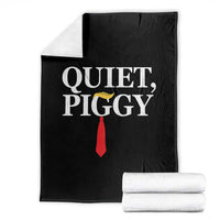 Quiet Piggy Funny Blonde Throw Blanket Political Satire Humor Free Speech - Wonder Print Shop