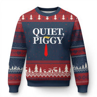 Quiet Piggy Funny Blonde Ugly Christmas Sweater Political Satire Humor Free Speech - Wonder Print Shop