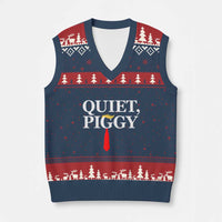 Quiet Piggy Funny Blonde V-Neck Knit Sweater Vest Political Satire Humor Free Speech - Wonder Print Shop