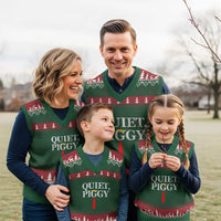 Quiet Piggy Funny Blonde V-Neck Knit Sweater Vest Political Satire Humor Free Speech - Wonder Print Shop