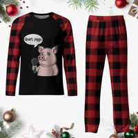 Quiet Piggy Funny Sarcastic Pig Plaid Pajama Set Political Satire Humor Free Speech - Wonder Print Shop