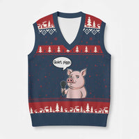 Quiet Piggy Funny Sarcastic Pig V-Neck Knit Sweater Vest Political Satire Humor Free Speech - Wonder Print Shop