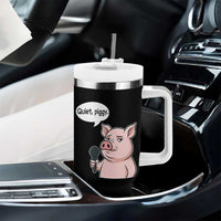 Quiet Piggy Funny Sarcastic Pig Tumbler With Handle Political Satire Humor Free Speech - Wonder Print Shop