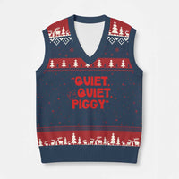Quiet Quiet Piggy V-Neck Knit Sweater Vest Funny Political Satire Free Speech - Wonder Print Shop