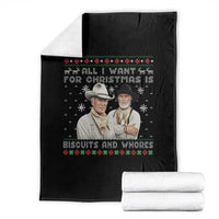 Funny Western Christmas Cowboy Humor Throw Blanket All I Want for Christmas Is Biscuits and Whores - Wonder Print Shop