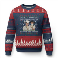 Funny Western Christmas Cowboy Humor Ugly Christmas Sweater All I Want for Christmas Is Biscuits and Whores - Wonder Print Shop