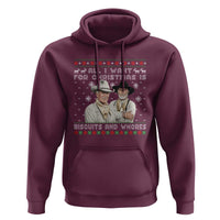 Funny Western Christmas Cowboy Humor Hoodie All I Want for Christmas Is Biscuits and Whores - Wonder Print Shop