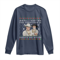 Funny Western Christmas Cowboy Humor Long Sleeve Shirt All I Want for Christmas Is Biscuits and Whores - Wonder Print Shop