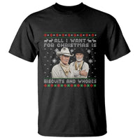 Funny Western Christmas Cowboy Humor T Shirt All I Want for Christmas Is Biscuits and Whores - Wonder Print Shop