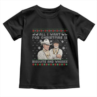 Funny Western Christmas Cowboy Humor Toddler T Shirt All I Want for Christmas Is Biscuits and Whores - Wonder Print Shop
