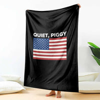Quiet Piggy Patriotic Meme Throw Blanket Satirical USA Flag Free Speech - Wonder Print Shop
