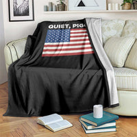 Quiet Piggy Patriotic Meme Throw Blanket Satirical USA Flag Free Speech - Wonder Print Shop