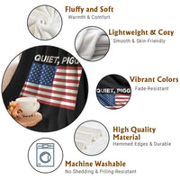 Quiet Piggy Patriotic Meme Throw Blanket Satirical USA Flag Free Speech - Wonder Print Shop