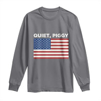 Quiet Piggy Patriotic Meme Long Sleeve Shirt Satirical USA Flag Free Speech - Wonder Print Shop