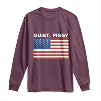 Quiet Piggy Patriotic Meme Long Sleeve Shirt Satirical USA Flag Free Speech - Wonder Print Shop