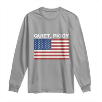 Quiet Piggy Patriotic Meme Long Sleeve Shirt Satirical USA Flag Free Speech - Wonder Print Shop