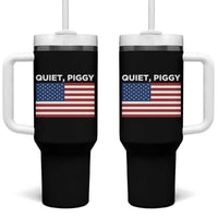 Quiet Piggy Patriotic Meme Tumbler With Handle Satirical USA Flag Free Speech - Wonder Print Shop