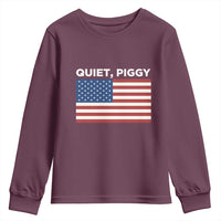 Quiet Piggy Patriotic Meme Youth Sweatshirt Satirical USA Flag Free Speech - Wonder Print Shop