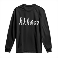 Funny 67 Reverse Evolution Long Sleeve Shirt Sarcastic Six Seven Meme - Wonder Print Shop