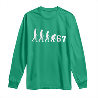 Funny 67 Reverse Evolution Long Sleeve Shirt Sarcastic Six Seven Meme - Wonder Print Shop