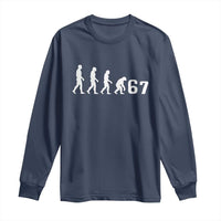 Funny 67 Reverse Evolution Long Sleeve Shirt Sarcastic Six Seven Meme - Wonder Print Shop