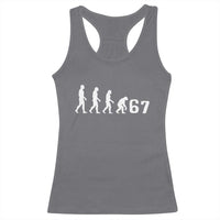 Funny 67 Reverse Evolution Racerback Tank Top Sarcastic Six Seven Meme - Wonder Print Shop