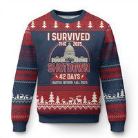 I Survived the 2025 Shutdown Ugly Christmas Sweater Funny Government Closure Parody Political Humor - Wonder Print Shop