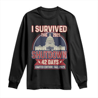 I Survived the 2025 Shutdown Long Sleeve Shirt Funny Government Closure Parody Political Humor - Wonder Print Shop