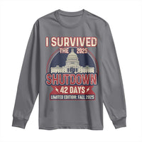 I Survived the 2025 Shutdown Long Sleeve Shirt Funny Government Closure Parody Political Humor - Wonder Print Shop