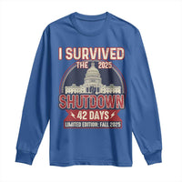 I Survived the 2025 Shutdown Long Sleeve Shirt Funny Government Closure Parody Political Humor - Wonder Print Shop