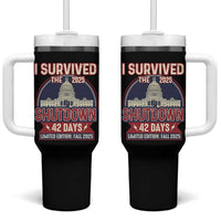 I Survived the 2025 Shutdown Tumbler With Handle Funny Government Closure Parody Political Humor - Wonder Print Shop