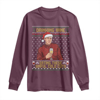 Funny Ed Gein Christmas Meme Long Sleeve Shirt Drinking Wine Eating This Sinful Cold Cuts Viral Scene Naughty Holiday - Wonder Print Shop