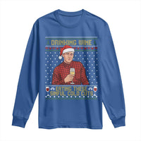 Funny Ed Gein Christmas Meme Long Sleeve Shirt Drinking Wine Eating This Sinful Cold Cuts Viral Scene Naughty Holiday - Wonder Print Shop