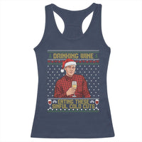Funny Ed Gein Christmas Meme Racerback Tank Top Drinking Wine Eating This Sinful Cold Cuts Viral Scene Naughty Holiday - Wonder Print Shop