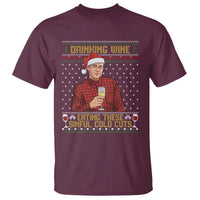 Funny Ed Gein Christmas Meme T Shirt Drinking Wine Eating This Sinful Cold Cuts Viral Scene Naughty Holiday - Wonder Print Shop