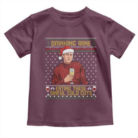 Funny Ed Gein Christmas Meme Toddler T Shirt Drinking Wine Eating This Sinful Cold Cuts Viral Scene Naughty Holiday - Wonder Print Shop