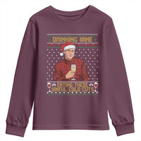 Funny Ed Gein Christmas Meme Youth Sweatshirt Drinking Wine Eating This Sinful Cold Cuts Viral Scene Naughty Holiday - Wonder Print Shop