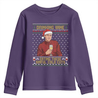 Funny Ed Gein Christmas Meme Youth Sweatshirt Drinking Wine Eating This Sinful Cold Cuts Viral Scene Naughty Holiday - Wonder Print Shop