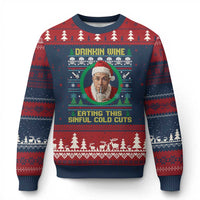 Funny Ed Gein Horror Christmas Meme Ugly Christmas Sweater Drinking Wine Eating This Sinful Cold Cuts Viral Scene - Wonder Print Shop