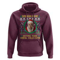 Funny Ed Gein Horror Christmas Meme Hoodie Drinking Wine Eating This Sinful Cold Cuts Viral Scene - Wonder Print Shop