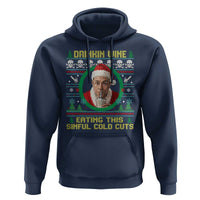 Funny Ed Gein Horror Christmas Meme Hoodie Drinking Wine Eating This Sinful Cold Cuts Viral Scene - Wonder Print Shop